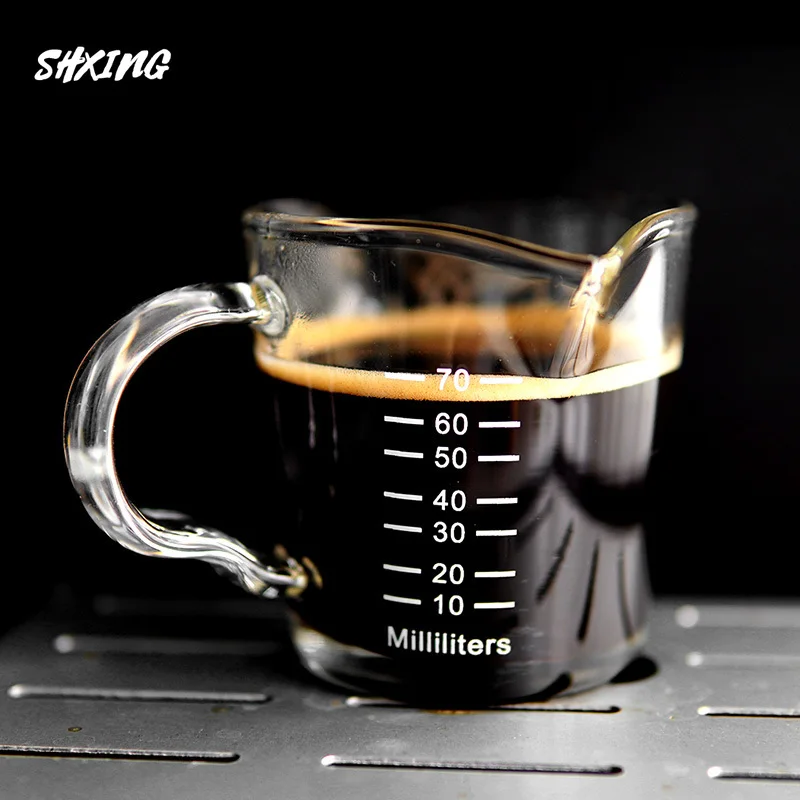 

Italian Coffee Cup Double Mouth Pacifier Coffee Milk Cup Glass with Scale Ounce Milk Cup High Temperature Japanese Style
