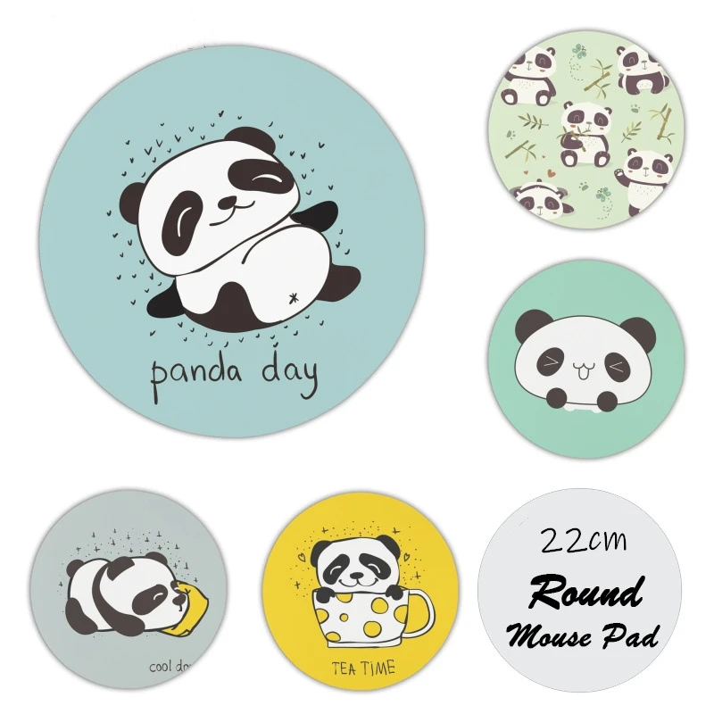 

cartoon panda mouse pad round 22cm rubber non-slip game office tablet mats computer laptop for Macbook air Lenovo hp surface pro
