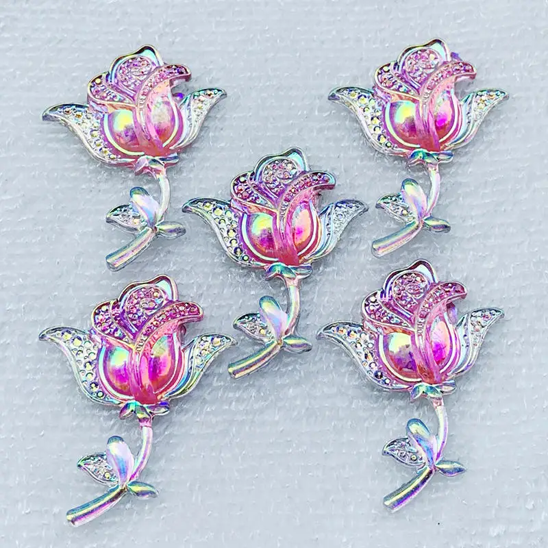8pcs 34*45mm Flat Back Resins Cabochon Scrapbook 3D Resin Rose Flower Embellishment DIY -B744.17 | Дом и сад