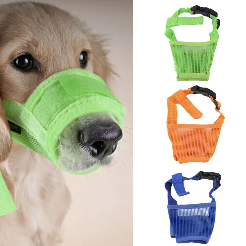 Nylon Puppy Dog Pet Mouth Bound Device Mask Safety Adjustable Breathable Muzzle Stop Biting Anti Bark Bite Mesh Small Large Dogs | Дом и сад