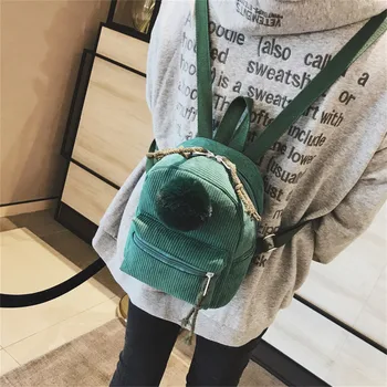 

Large Capacity Solid Color Corduroy Casual Backpack School Bag