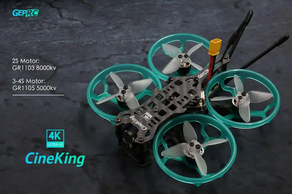 Высокое качество GEPRC CineKing 4K 95 мм 3-4S 2 дюймов небольшой гоночный Дрон с видом от первого лица с управлением от первого лица без контроллера/PNP 1105 5000KV мотор F4 OSD 12A BLheli_S ESC hd-камера