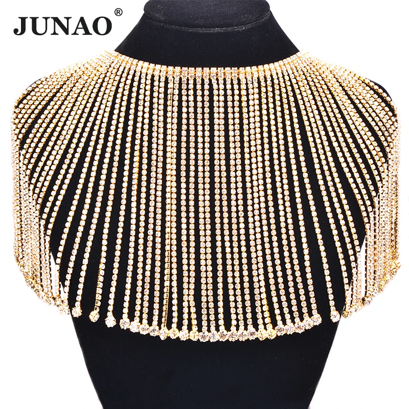 

JUNAO, 45 см/партия, блестящие золотые стразы из стекла, кисточки, металлические стразы, отделка, облицовка, Хрустальная аппликация для украшения