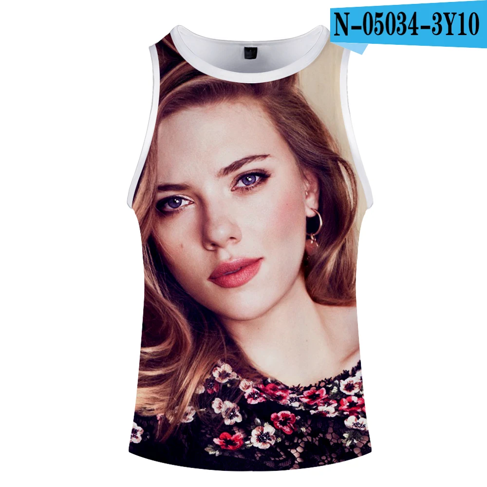 Scarlett Johansson пуловер жилет большого размера свободные модные Harajuku женские топы на бретелях с 3D принтом хип хоп без рукавов парная футболка - Цвет: ONE