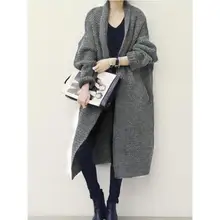 Женские зимние свитера, дамские свитера размера плюс, черная грубая шерсть, с отворотом, толстая вязаная одежда серого цвета, большие размеры, модный свободный элегантный кардиган