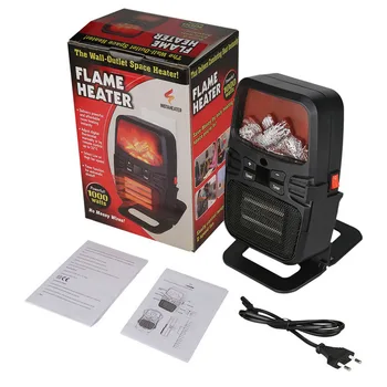 

Mini Portable Electric Fan Heater with Remote Control 5D Simulation Fireplace Flame for Home Office Bedroom Living Room EU Plug