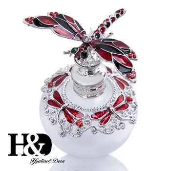 

H&D 40ml Red Dragonfly Capped Perfume Bottle Fancy Crystal Bejeweled Empty Refillable Glass Fragrance Container Wedding Favors