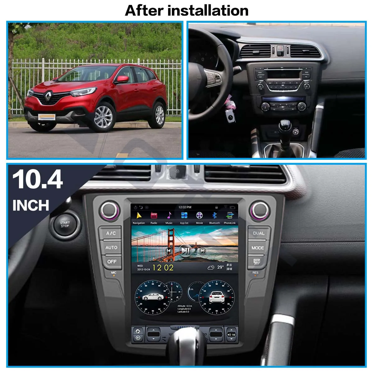 Discount Aotsr Tesla 10.4“  Vertical screen Android 8.1 Car DVD Multimedia player GPS Navigation For Renault Kadiar 2016-2018  carplay 1