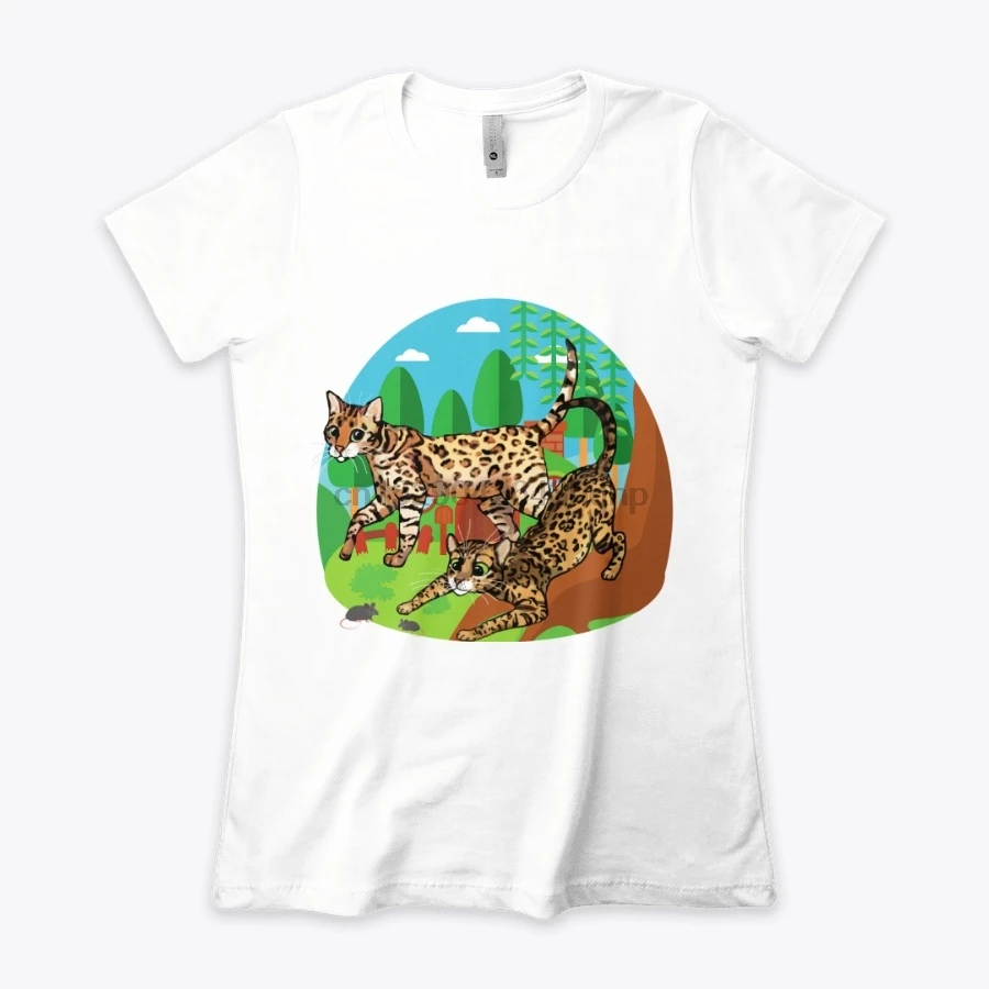 Мужская футболка Бенгальская кошка мышь Охота футболки женская | одежда