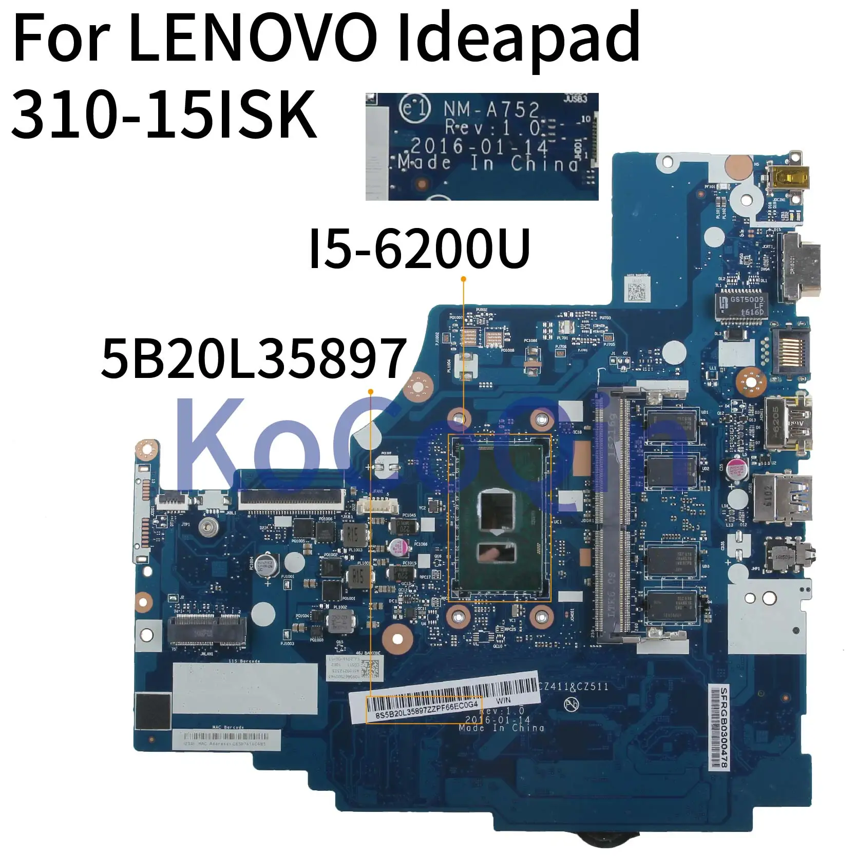 Материнская плата KoCoQin для ноутбука LENOVO Ideapad 310 15ISK I5 6200U 4G системная CG411 и CG511 CZ411 CZ511
