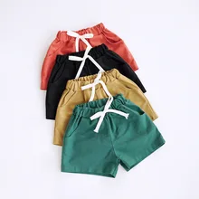Новинка года; сезон лето; стильная детская одежда в Корейском стиле; хлопковые льняные Детские Шорты повседневные брюки на молнии поколение полных; SP2351