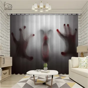 

Horror Shadow Window Curtain Bedroom Bebe Living Room Curtains Modern Home Interior Door Curtain Ultra-Thin Micro Shading