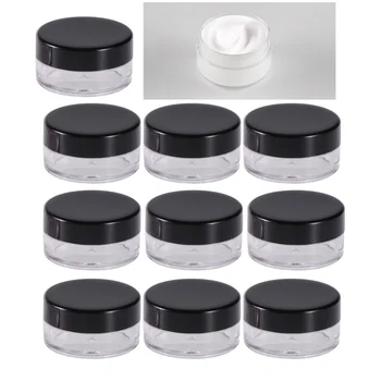 

10pcs 5g Empty Bottle Cosmetic Travel Sample Container for Facial Cream Shampoo Lotion (Black)