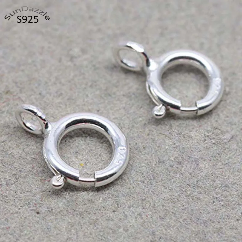 925 Sterling Silver 7mm Spring Ring Clasp, 10 Pcs