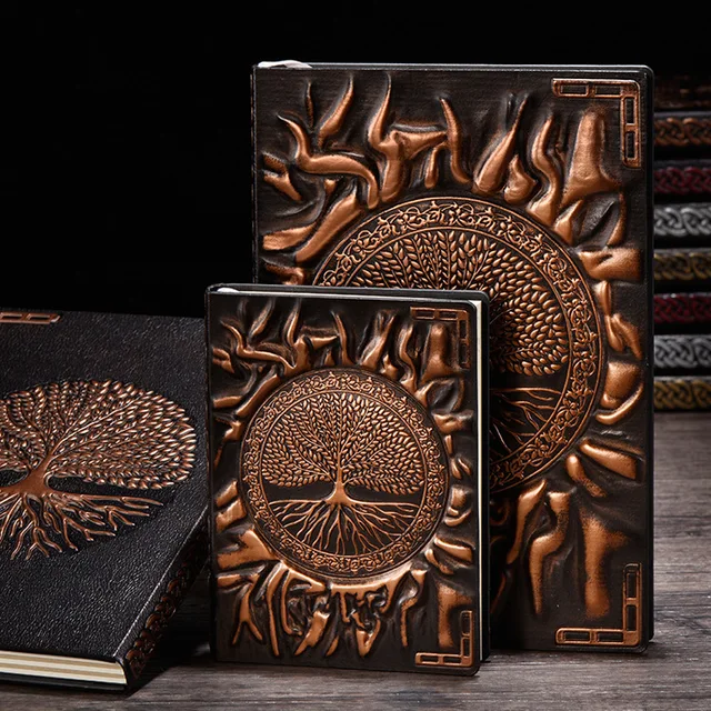 Vintage Tree of Life A5/A6 Diary Notebook Journals Handcraft Embossed Leather Diary Bible Book Travel Planner School Office Gift Red bronze