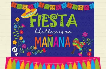 

Custom Mexican straw hat Fiesta Floral Flower Leaves Flag birthday party photo background photography backdrops quality vinyl