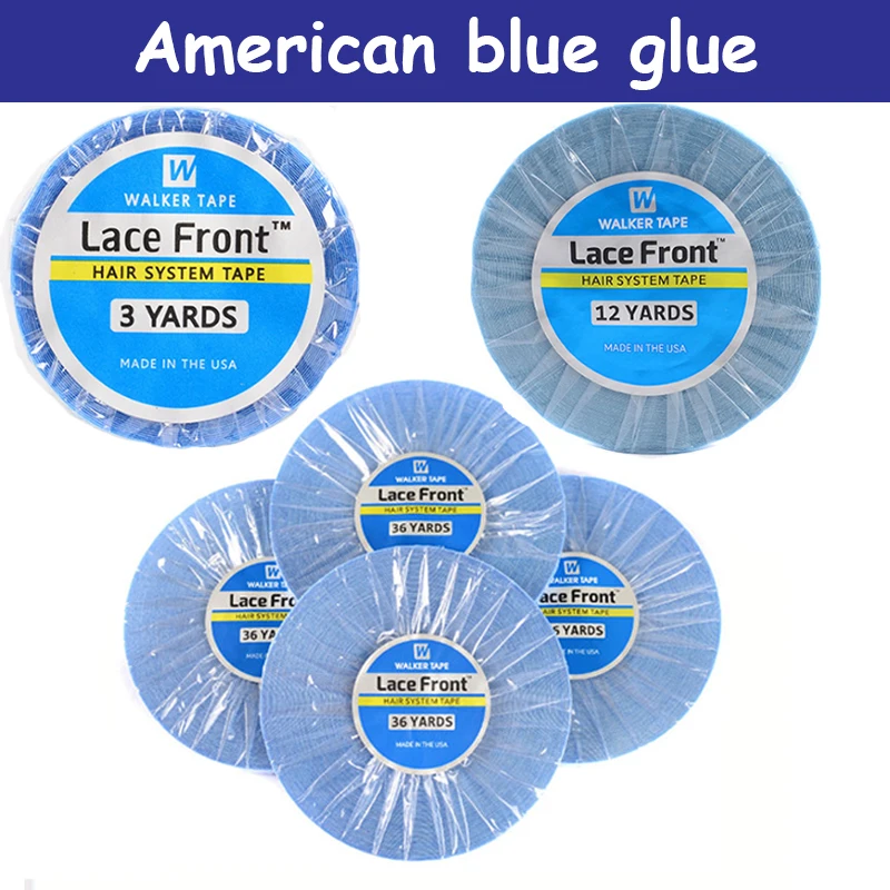 Fita de Apoio para Peruca Fita de Peruca Fita para Fita de Extensão do Cabelo Jardas Super Cabelo Azul Laço Frente Dupla Face 3 12 36 1 High Quality Apliques e perucas