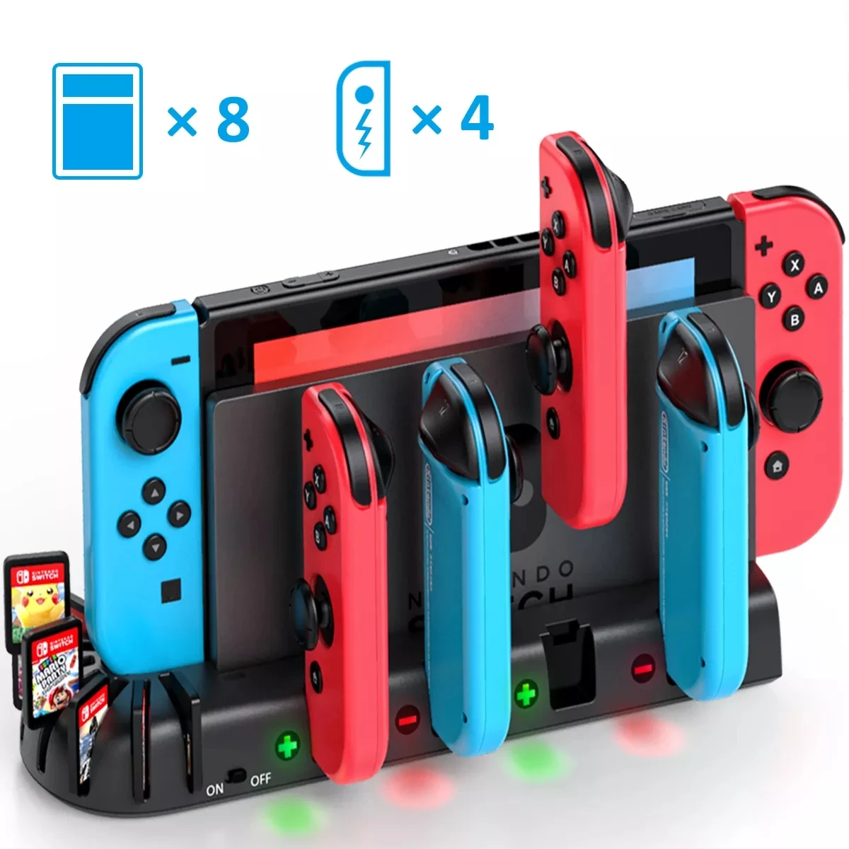 OIVO For Nintend Switch Controller 4 Port Joypads Charging Dock Station for Switch Holder Charger with 8 Game Slots|Chargers| - AliExpress