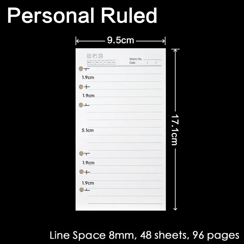 Personal A6 Ruled Высокое качество, записная книжка с кольцом A5, A6, A7, вставные заправки, 6 отверстий, вкладыш, дневник на спирали, планировщик, внутреннее ядро, 100 г, бумага - Цвет: Personal A6 Ruled