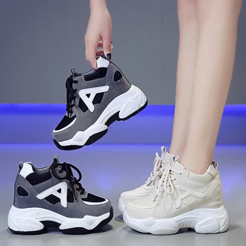 

Platform Women Shoes 2019 Height Increasing Canvas Wedges Platform Heels Shoes Sneakers Women Casual Shoes Chaussure Femme
