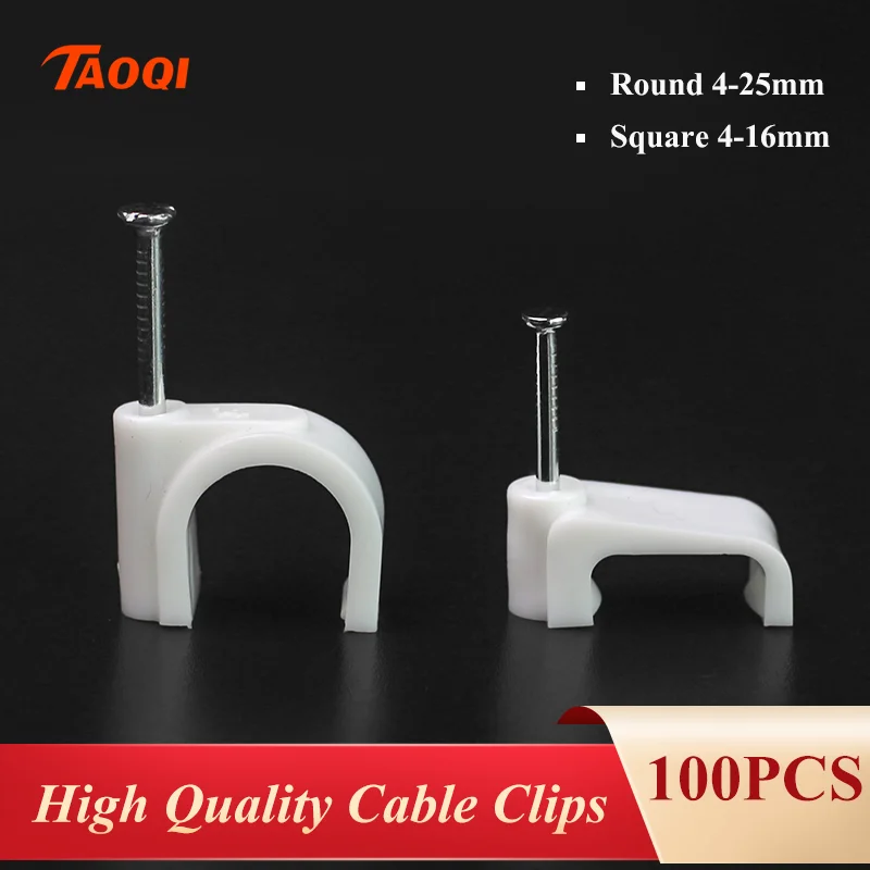 100PCS แบบแบนสูงเหล็กคาร์บอนเล็บคลิปวงกลมลวดสายคลิป C Wire Wall ผู้ถือเหล็ก 1