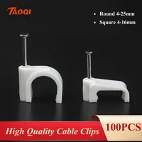 100PCS แบบแบนสูงเหล็กคาร์บอนเล็บคลิปวงกลมลวดสายคลิป C Wire Wall ผู้ถือเหล็ก 1