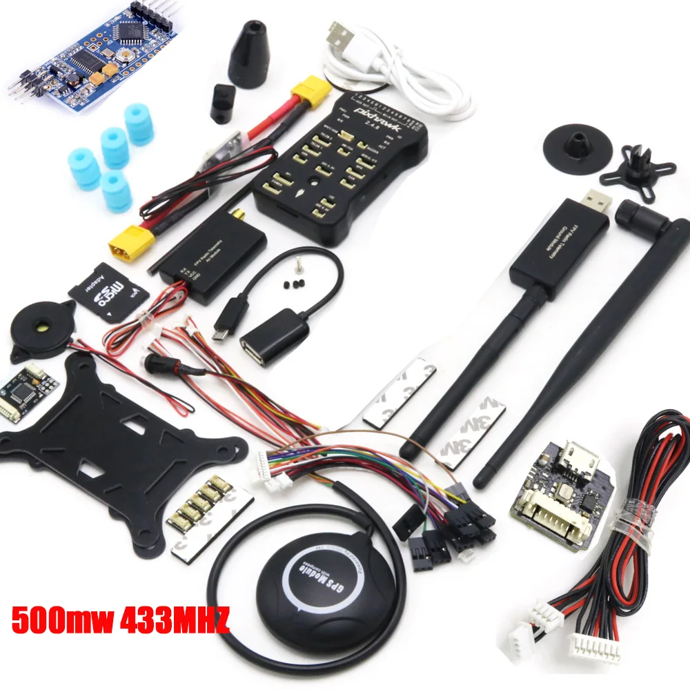Контроллер полета Pixhawk PX4 PIX 2.4.8 32 Bit+ Телеметрия 433/915+ M8N gps+ Minim OSD+ PM+ переключатель безопасности+ зуммер+ PPM+ IEC+ 4G SD - Цвет: 433 500mw Telemetry