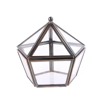 

Pentagon Geometric Clear Glass Ring Box Jewelry Case Necklace Storage Decoration