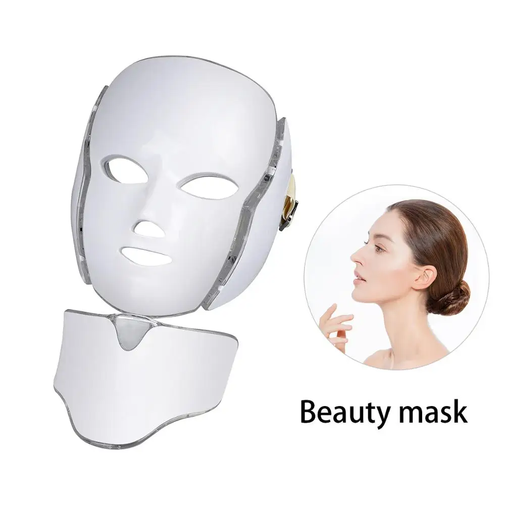 

NEWEST 3/7 Colors Electric LED Facial Mask with Neck Skin Rejuvenation Anti Acne Wrinkle Beauty Treatment Salon Home Use