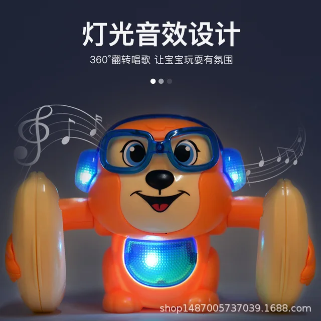 Baby Electric Voice Control Rolling Little Monkey Toy Lights Music Sing Brain Game Interactive Crawling Induction Toys for Kids 2