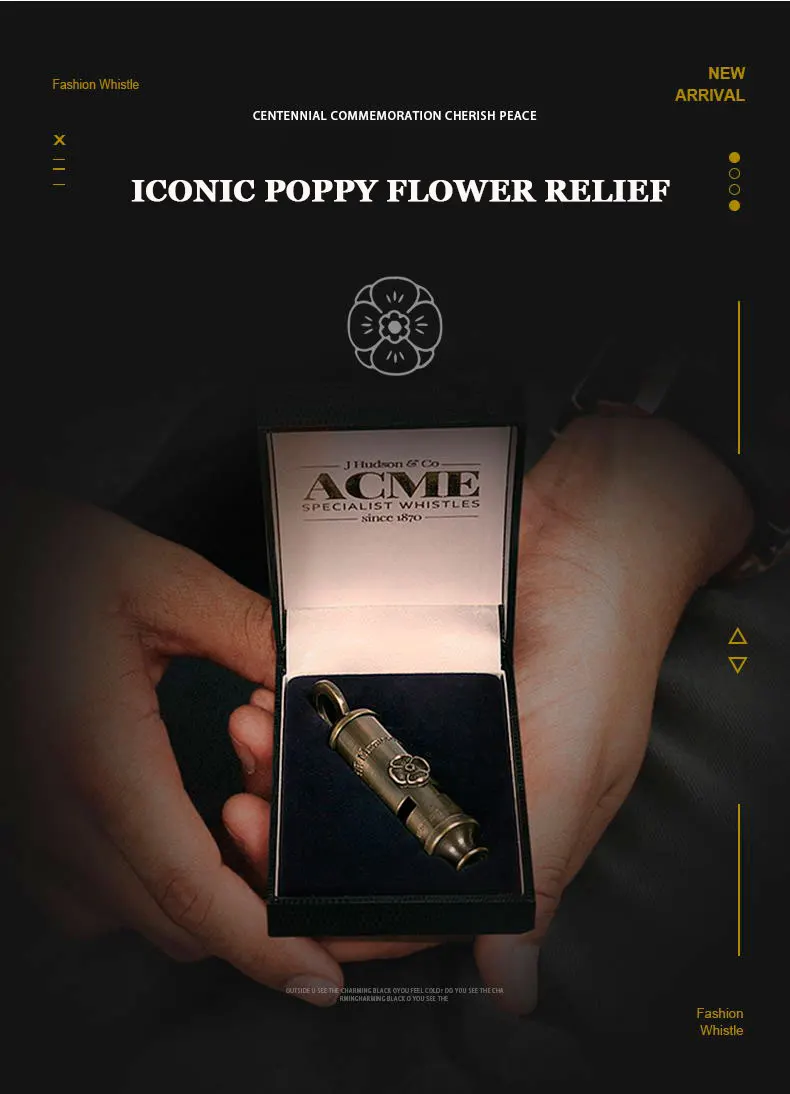 Бронзовые свистки ACME, памятная версия британского происхождения, свистки мира, большие децибелы, двойная полость, стерео, poppy