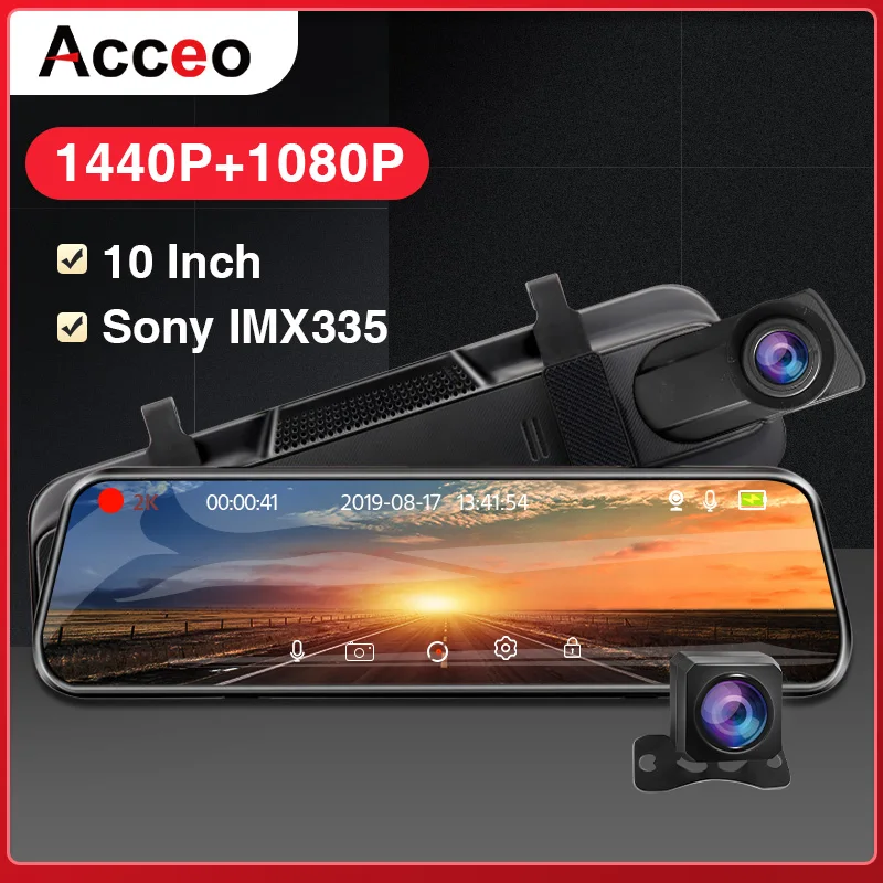 Зеркало видеорегистратор ACCEO X11 10 дюймов 2K FHD 1080P|Видеорегистраторы| |
