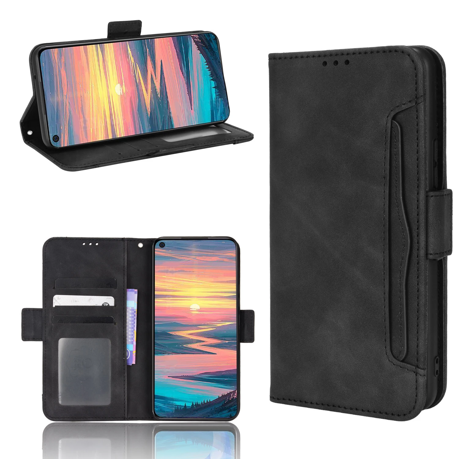 Leather Wallet Flip Phone Case with Multi-Card Slots