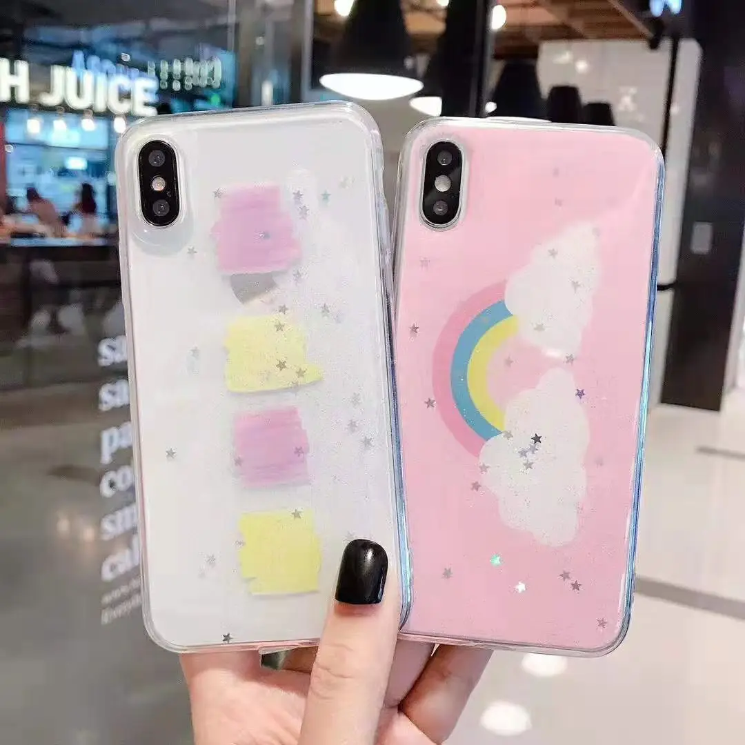Wixcen Блестящий Радужный чехол для iPhone X Xs Max Xr 7 8 Plus 6 6s 6plus Star прозрачный мягкий из