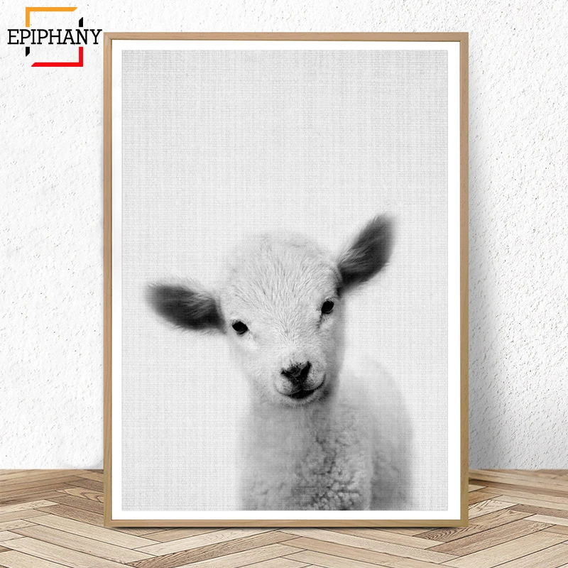 Lamb Print Nursery Farm Animal Wall Art Canvas Painting Baby Sheep Large  Poster Black and White Painting Pictures for Kids Room|Vẽ Tranh & Thư Pháp|  - AliExpress