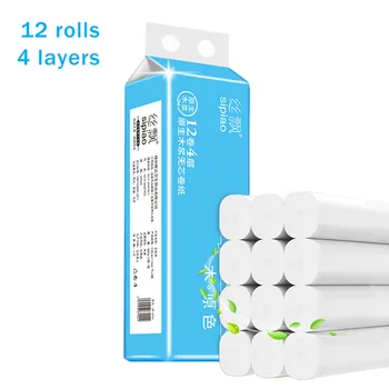 

12 Rolls 4 Layers Paper Baby Care Wood Coreless Roll Tissue Safety Thickene Toilet Paper Household Soft Hygiene Epidemic Supply