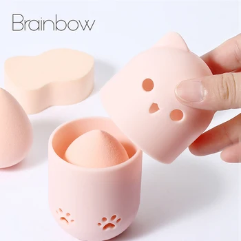 

Brainbow 1PC Silicone Makeup Sponge Holder Beauty Makeup Egg Drying Case Cute Portable Cosmetic Puff Blender Sponge Holder