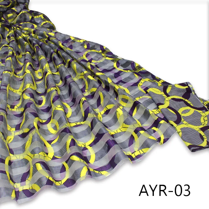AYR-03-1 Африканская печатная органза лента ткань Толстая Лента ткань 4 ярдов матч 2 ярдов шелковая ткань для одежды материал - Цвет: AYR-03-1