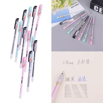 

12pcs creative cartoon wave kawaii neutral pens cute girl 0.38mm school supplies office stationery erasable gel pen Refill color