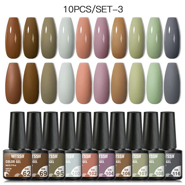 10pcs Gel Nail Polish Set Pure Color UV Gel Nails Long Lasting Gel Soak Off Gel Polish Base Gel No Wipe Top Coat