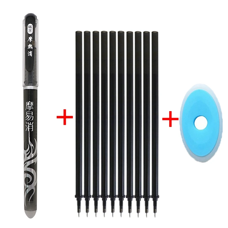 12 pcs black A LITZY Горячая Стираемая Ручка Пополнение 12 Шт. / Компл. Офис Гелевая Ручка 0.5 мм Стержень Волшебная Стираемая Ручка Пилот Синий / Черные Чернила Школьные Канцтовары Подарок - Цвет: 12 pcs black A