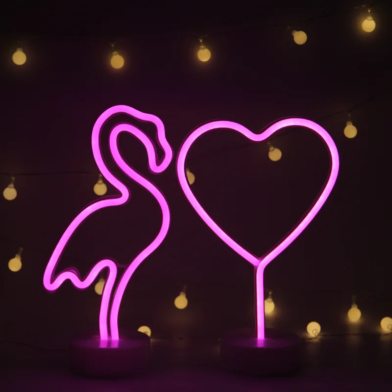 

Korean Style LED Modeling Lamp Flamingo with Base LED Decoration Creative Small Night Lamp Neon