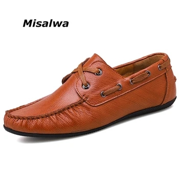 

Misalwa Men Penny Loafers Moccasins Split Leather Casual Male Flats Summer Spring Driving Shoes Round Toe Daily Work Footwear