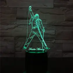 Светодиодный 3d-ночник лампа Британский певец Фредди Меркьюри фигура ночник для украшения для офиса дома Лучшие вентиляторы подарок