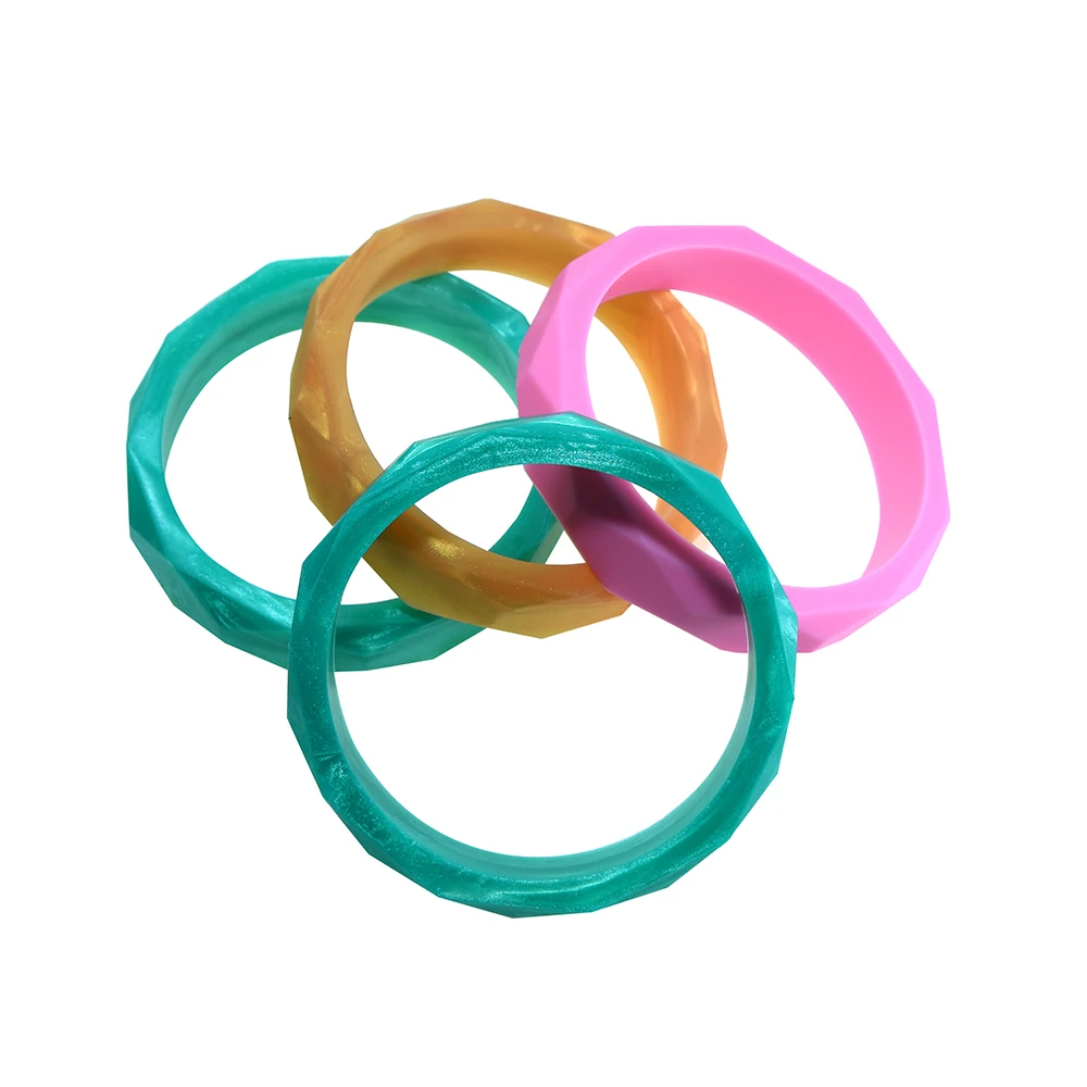 Mabochewing 1PCS Fashion Stylish Geometric Mommy Women Charm Wristband Food Grade Silicone Baby Teether Bracelet