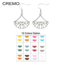 Cremo Stainless Steel Geometric Fan Pendant Earrings for Women Georgette Drop Hanging Earrings Leather Dangle Earrings Jewelry