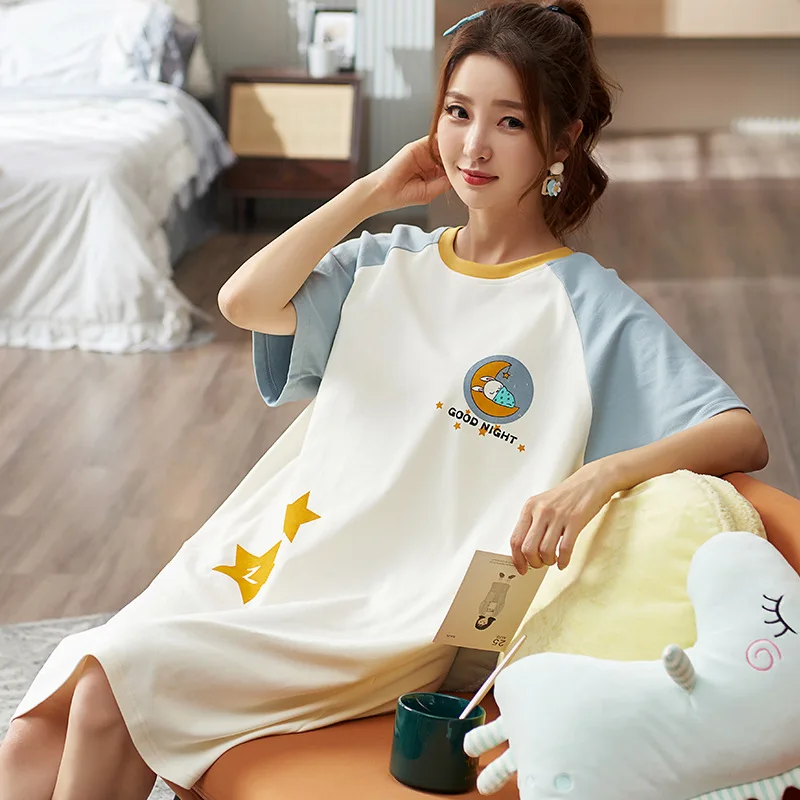 

New Spring and Summer Cotton Nightdress Women's Loose Thin Casual Sleeveless Sleep Tops Cotton Dress Girls Home Wear