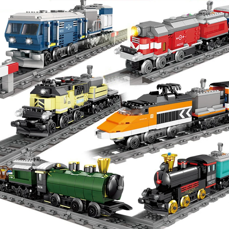 QWZ New Battery Powered Electric Classic City Train Rail Building Blocks Bricks Gift Toys For Children Boys Girls | Игрушки и хобби