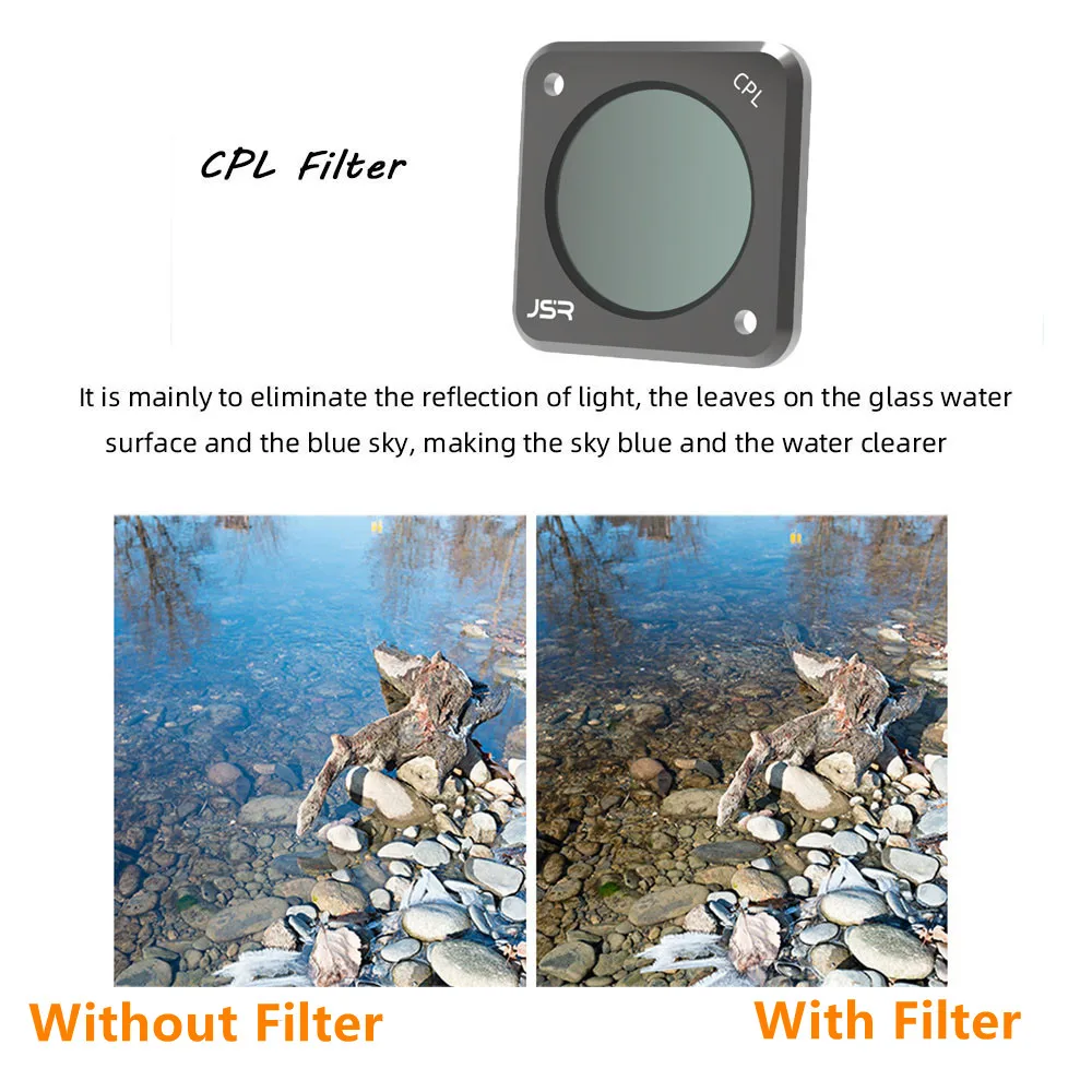 Glass CPL + ND8 + ND16 Neutral Density PL Lens Filter Protector Guard Cap Kit for DJI Action 2 Camera Action2 6