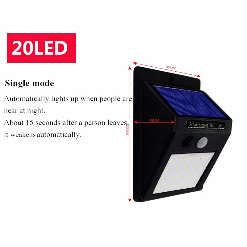 1 pcs 24 LED 1/2/4 шт. 100 светодиодный солнечный Мощность свет Открытый Солнечный свет сада движения Сенсор Лестницы пути дворика светодиод от солнечной батареи лампы освещения - Испускаемый цвет: 1 pcs 24 LED
